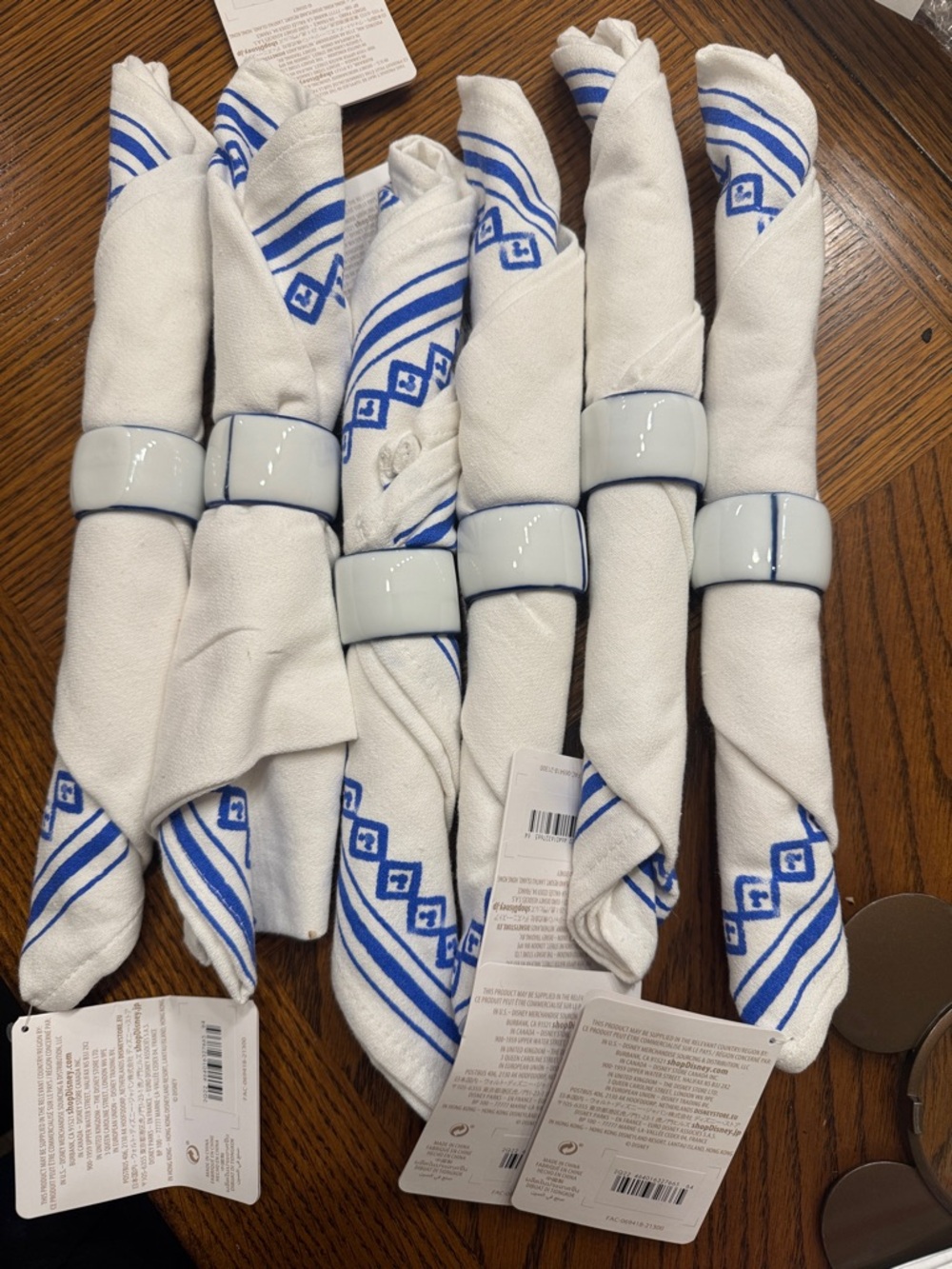 6 NAPKINS WITH 6 RINGS & 6 PLACEMATS MICKEY MOUSE HOMESTEAD BLUE 18 ITEMS
